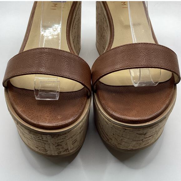 M. Gemi Cognac Tanned Leather Cork Platform Sandal 39 8.5 US - Picture 8 of 11